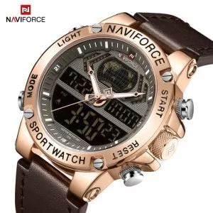 NAVIFORCE Dual Time Edition Brown Strap Wrist Watch (nf-9164-4)
