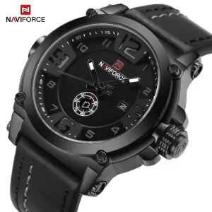 NAVIFORCE Day and Date Edition Black Dial Black Strap Wrist Watch (nf-9099-4)