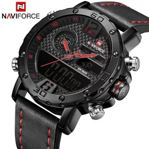 NAVIFORCE Digital Analogue Edition Black Dial Black Strap Wrist Watch (nf-9134-5)