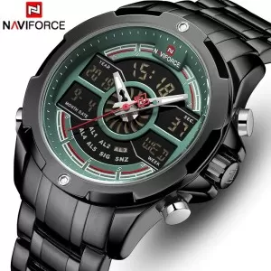 NAVIFORCE Dual Time Edition Black & Green Dial Wrist Watch (nf-9170-5)