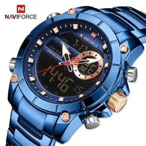 NAVIFORCE Dual Time Edition Blue Bracelet Wrist Watch (nf-9163-2)