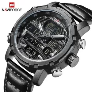 NAVIFORCE World display Digital Edition Dark Grey Dial Black Strap Wrist Watch (nf-9160-3)