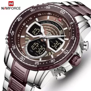 NAVIFORCE Dual Time Edition Brown Dial Wrist Watch (nf-9189-3)