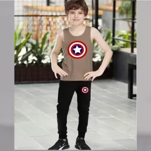 Summer New Stylish Printed Sando Tracksuit For Kids (D-04)