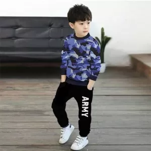 Spring Fall Stylish Casual Camo Printed Toddler Tracksuit For Kids (Design-01)
