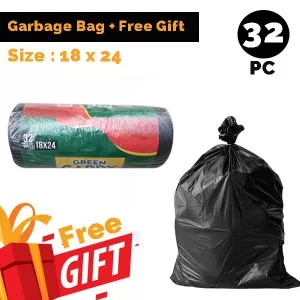 Garbage Bags For Dustbin Pack Of 35 18 X 24 Inch + Free Gift / Garbage Bag (1 Roll / 32 Bags)