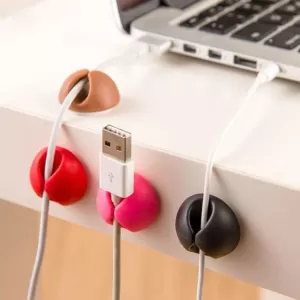 6pcs Colorful Cable Winder Organizer Double Holes Wire Cable Straight Tie Clips for USB Charger Holder Earphone Cable Clip Tidy USB Charger Cord Deskt
