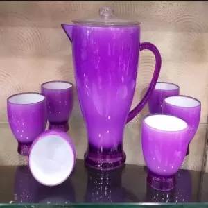 Acrylic 7 Pcs Milky Water Set - 6 Glass