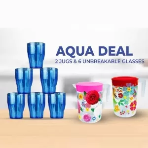 AQUA DEAL (2 JUGS AND 6 UNBREAKABLE GLASSES)