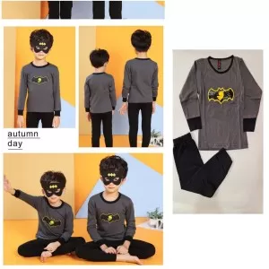 Baby or Baba Black and Grey Batman LOGO print Night Suit for Kids (1 Pcs)