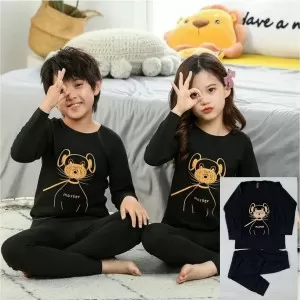Baby or Baba Black DOG print Night Suit for Kids (1 Pcs)
