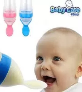 Baby Spoon Feeder - 90ml Silicone Baby Feeding Bottle With Spoon Newborn Infant Squeeze Spoon Toddler Food Supplement Rice Cereal Bottle Milk Feeder