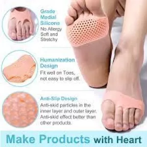 badgeFinger Heel Silicone Forefoot Pads Toe Separator Cushion Pad Pain Relief Shoes Insoles Finger Toe Hallux Valgus Corrector Gel Pads Foot Care