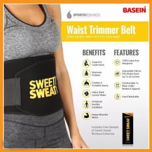 BASEIN Sweet Sweat Waist Trimmer Waist Trainer Tummy Trimmer Belt Women Men Body Hot Shaper Suit Sweat Belt Premium Waist Trimmer Fat Belt Corset Shap