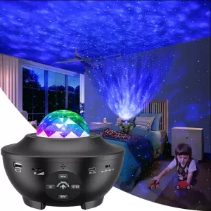 Big Bowl Galaxy Projector Night Light Table Lamp Music Starry Water Wave LED Projector Light Bluetooth Projector Sound-Activated Projector Light Decor
