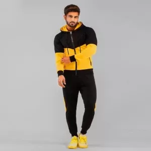 Black and yellow panelling tracksuit for men