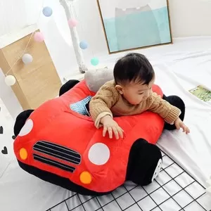 Child Learning Seat Children's Sofa Backrest Chair Stuffed Car Shaped Plush Toy Red