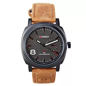 CURREN 8139 Unisex Stylish Quartz Analog Watch With Leather Strap