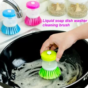 Dish Washing Brush With Soap Dispenser Plastic Pot Liquid Soap kitchen Dish Brush Scrubber