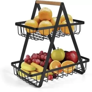Double Layer Portable Iron Fruit Basket