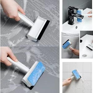 Double sided household glass scraping ceramic tile bathroom cleaning brush window wiper blade cleaning mirror cleaning tools