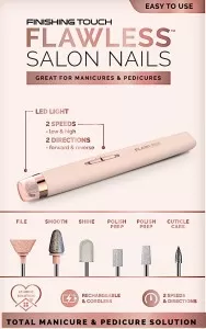 Finishing Touch Flawless Salon Nails Kit, Electronic Nail File Manicure and Pedicure Tool