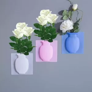 Flower Pot Silicone Sticky Vase Hanging Decorative Reusable Wall-Mounted Flower Vase