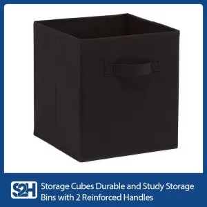 Foldable Storage Cubes Organizer Basket Bin Storage Boxes Storage Container with Handles for Travel Moving Toy Storage Box-Black