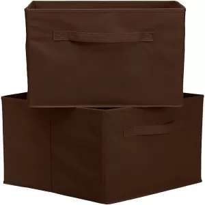 Fordable Fabric Cube Storage Box Square Bins Cloth Organizer Storage Baskets Folding Nursery Closet Drawer Features Dual Handles Pack of 2