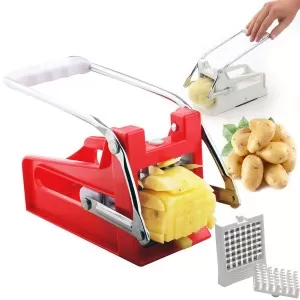 French Fires Chips Potato Chip Cutter, Stainless Steel Slicer Vegetable Cutter Maker Slicer with 2 Blades
