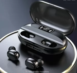 Highly Rated Buds T2 with TWS Wireless Earphone and Support Mobile Power Bank Bluetooth Headset (Black, True Wireless)