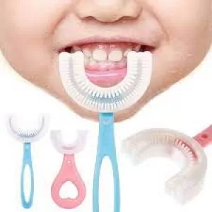 Kids Toothbrushes Soft Silicone Children U Shape Toothbrush Whole Mouth Teeth Cleaning All Round Toothbrush for Kids Baby 2 to 8(Heart Handle Toothbru