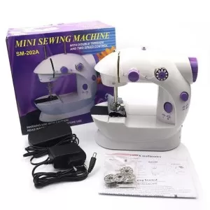 Mini Size Portable Sewing Machine Model SM-202A Mini Sewing Machine (Purple) Free Sewing Accessories