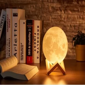 Moon Lamp, 5.9 inch - 3D Printed Lunar Lamp