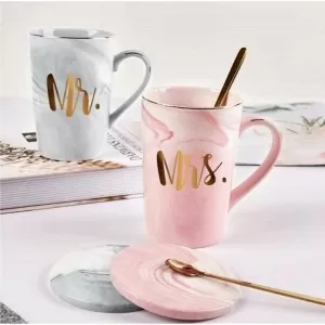 Mr. and Mrs. Couple Cup Gifts for Couple Parents Grandparents Tea Cups Ceramic Coffee Mug  (350 ml, Pack of 2)