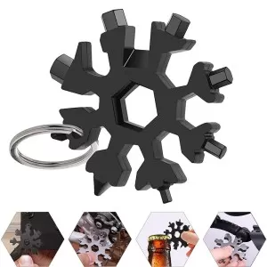 Multi-function Tool Card Combination 18 In One Compact Portable Outdoor Products Snowflake-shaped Tool Cassette Key Ring