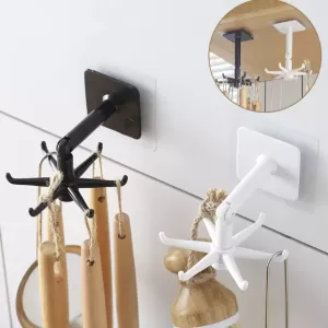 Multi-Purpose 360 Degrees Rotated Hook Punch-Free Six-Jaw Rack Home Bathroom Waterproof Kitchen Dormitory Accessories