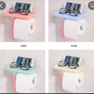Multifunctional Shelf Toilet Paper Roll Holder Tissue Paper Phone Holder