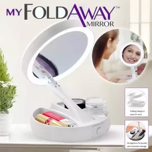 My FoldAway Makeup Mirror Double Sided Rotation With LED Light Folding Vanity Mirror