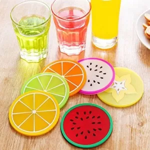 New 2021 High Quality 6Pcs/Set Fruit Coaster Colorful Silicone Tea Cup Drinks Holder Mat Placemat Pads(Random Color & Design)