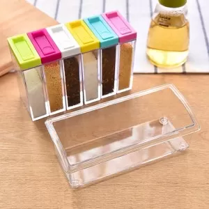 New 6PCS/Set Seasoning Boxes Plastic Spice Box Food Storage Kitchen Containers Hot