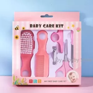 New Arrival 6 Sets Of Newborn Essentials Baby Grooming Kit Nail Scissors Hair Brush Set (Pink)