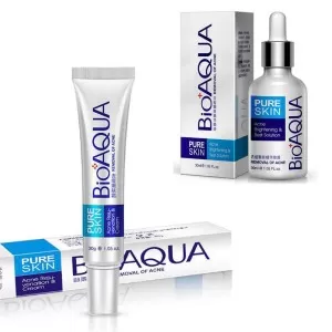 New Pack Of 2 BIOAQUA Pure Acne Facial Skin Care Serum and Unisex Original BioAqua Acne Cream For All Skin