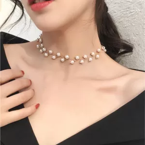 New Trendy Korean Style Elegant Pearl Chokers Necklace Charm Pearl Beads Chokar Necklace For Women