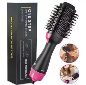 One-Step Hair Dryer And Volumizer With Hot Air Brush Dry & Wet Dual-Use Frizz-Free High Middle Low Three Modes One Step Hair Dryerand Styler US Plug