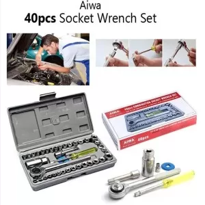 Original Aiwa 40 Piece Toolkit Tool kit Combination Socket Ratchet Wrench Set Tool Kit Toolkit Goti Set Ring Spanner Pana Set Screw Driver Bit Set Han