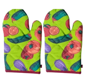 Oven Mitts Kitchen Gloves Oversized Quilted Polyester Cotton Kitchen Cooking Gloves, Heat Resistant, 1 Pair