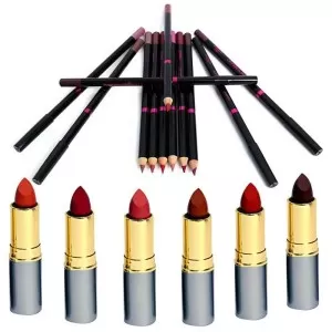Pack Of 18: 6 Supreme Long Lasting Lipsticks  12 Lip/Eye Pencils