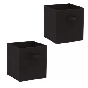 Pack of 2 Foldable Storage Cubes Organizer Basket Bin Storage Boxes Storage Container with Handles for Toy Storage Box Black