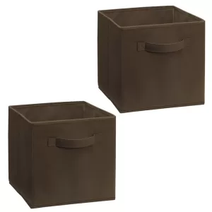Pack of 2 Foldable Storage Cubes Organizer Basket Bin Storage Boxes Storage Container with Handles for Toy Storage Box Brown